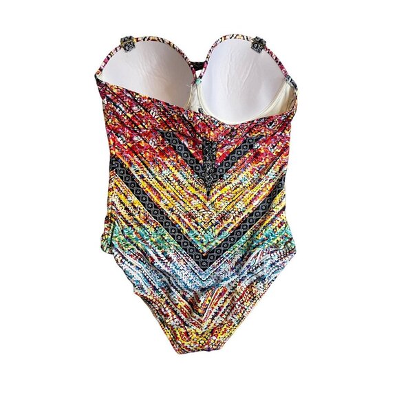 Swimsuits for All Multicolor Lace Detail One Piece Swimsuit Sz 14 - Picture 2 of 11